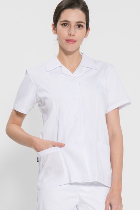 반팔 TC45수 스판덱스 위생복 셔츠(여성용) /화이트(FS-110)